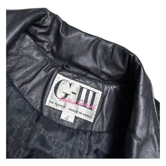 STUNNING Vintage 90s G-III 100% GENUINE LEATHER Retro Trench Coat Womens Small - Picture 3 of 6